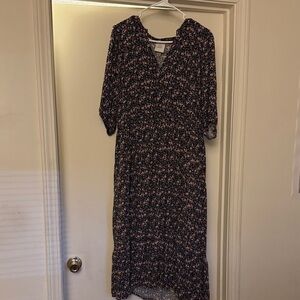 Knox Rose Black and Pink Floral Long Sleeve Dress